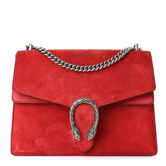 GUCCI  Suede Vitello Velvet Medium Dionysus Shoulder Bag Vulcanic Red - Picture 1 of 12